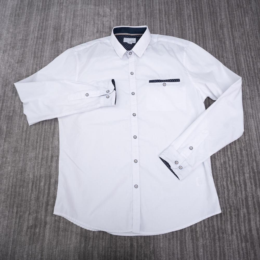 Craft + Flow Button Down Shirt Mens Large White Excellent Long Sleeve 10015WLS